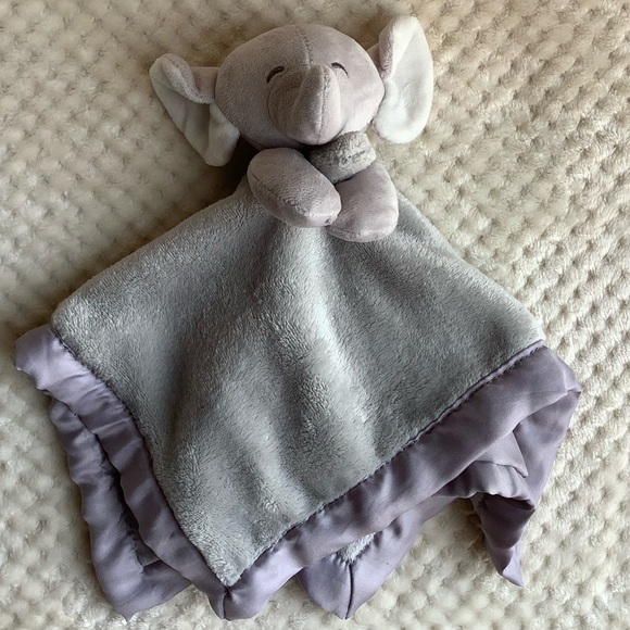 Carters Plush Grey Elephant Lovey Stuffed Animal Security Blanket Toy - Picture 3 of 5